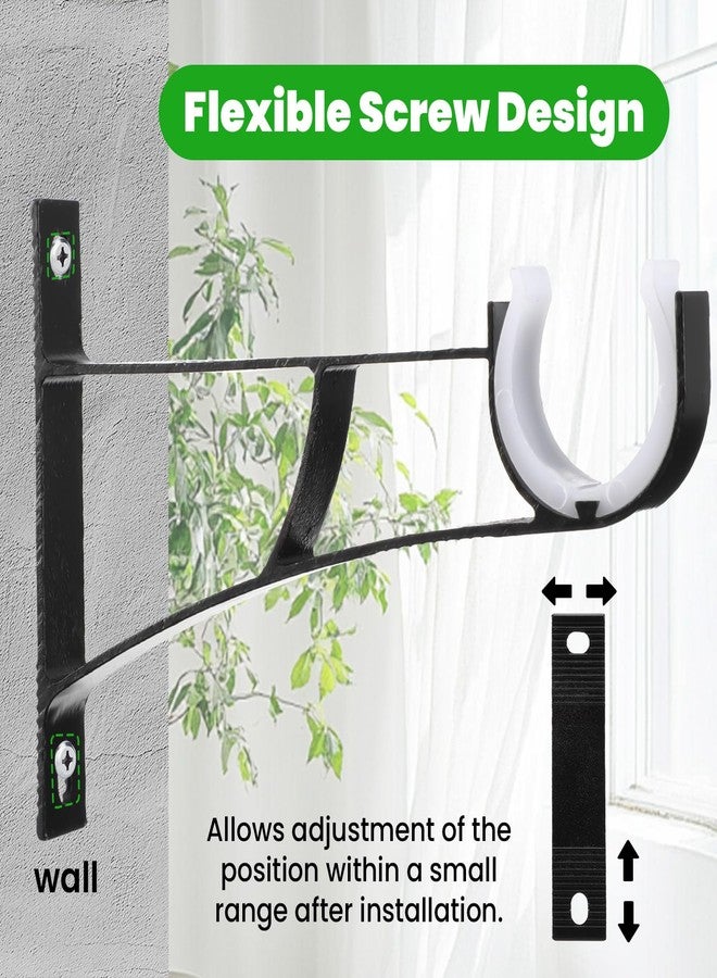 AojSup 24pcs Heavy Duty Curtain Rod Bracket with Screws, Wall Mount Curtain Rod Holders for Wall - Fit 1 Inch Drape Rods, Black Aluminum Alloy with ABS Plastic - Image 3